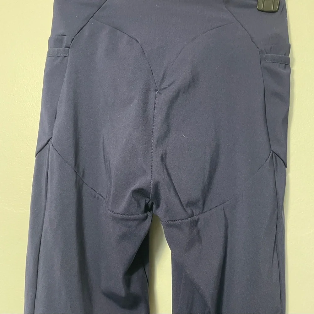 Gymshark Crossover‎ Waist Navy Yellow Asymmetrical Leggings Women’s Size Small
